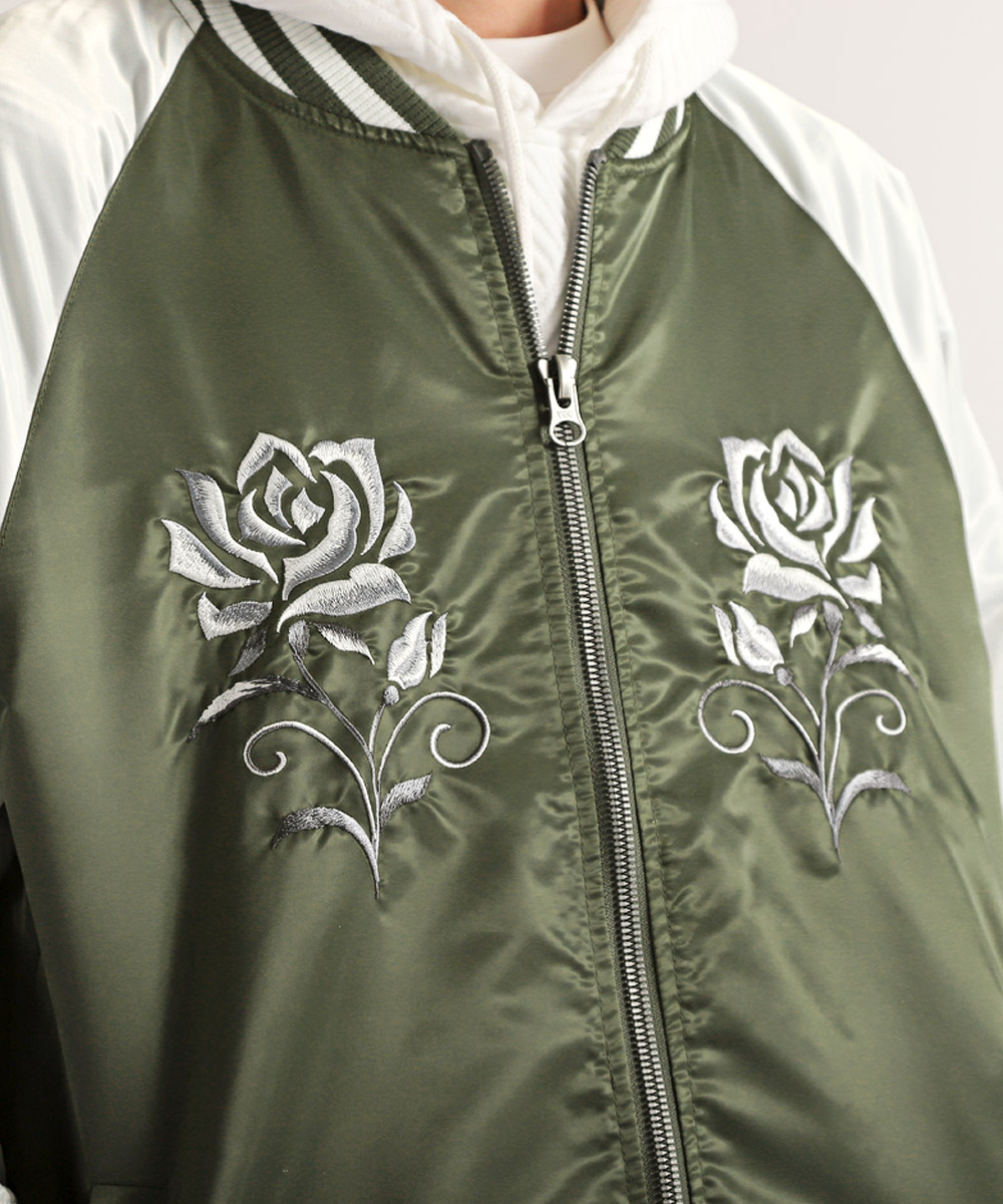 ラグスタイル LUXSTYLE ヘビーツイル薔薇刺繍スカジャンブルゾン ラグスタイル LUXSTYLE ヘビーツイル薔薇刺繍スカジャンブルゾン