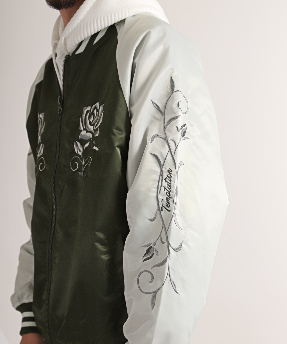 ラグスタイル LUXSTYLE ヘビーツイル薔薇刺繍スカジャンブルゾン