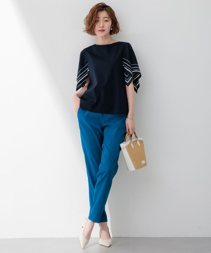 セール 20%OFF】【洗える】スカーフプリントコンビ スリーブ