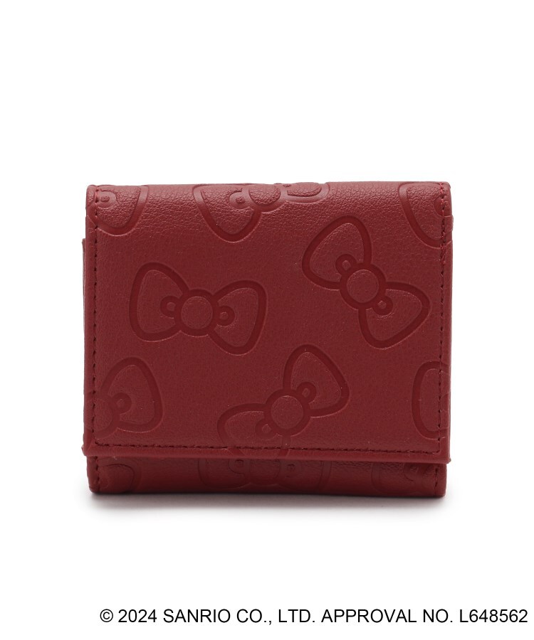セール5%OFF】【ハローキティ】リボンエンボス3つ折財布 セール5%OFF】【ハローキティ】リボンエンボス3つ折財布
