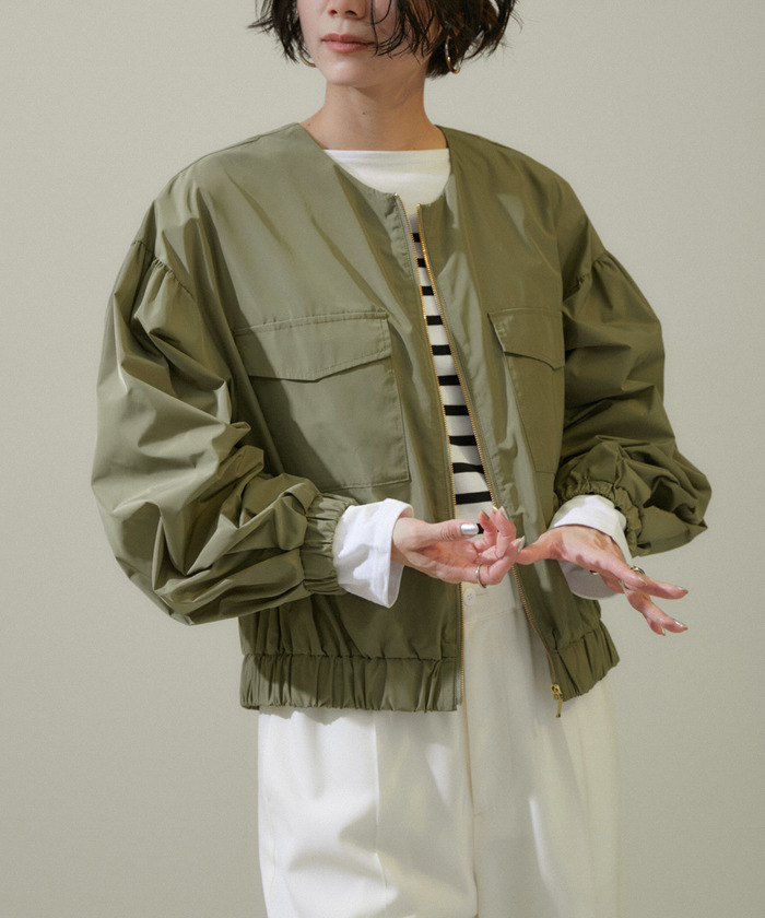 WEB限定】ミリタリーノーカラーショートブルゾン/24SS(505911609