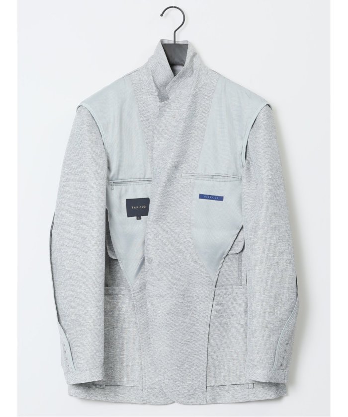TechLinen スリムフィット 2ボタンジャケット ライトグレー