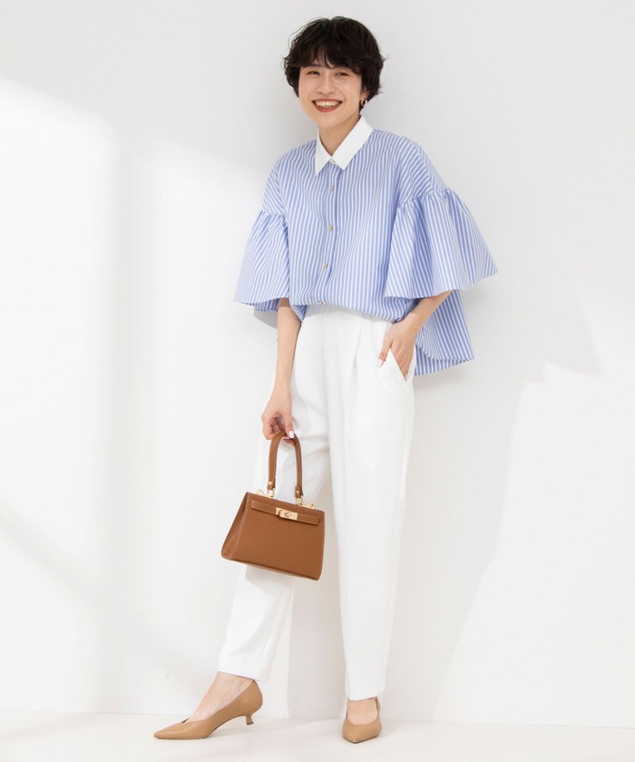 NOLLEY&#39;S - 【新品】ノーリーズソフィ ピンタックペプラムブラウス 袖フレア ボリューム袖 白 NOLLEY'S - 【新品】ノーリーズソフィ ピンタックペプラム