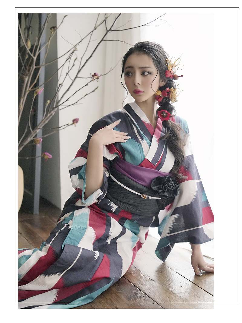豪華で新しい リューユ シック カラフル レトロ モダン 浴衣 Rew－You 着物・浴衣