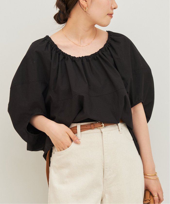 Plage - plage NEARBYME round shrring ブラウス セール】【NEARBYME/ニアーバイミー】 ROUND SHRRING ブラウス