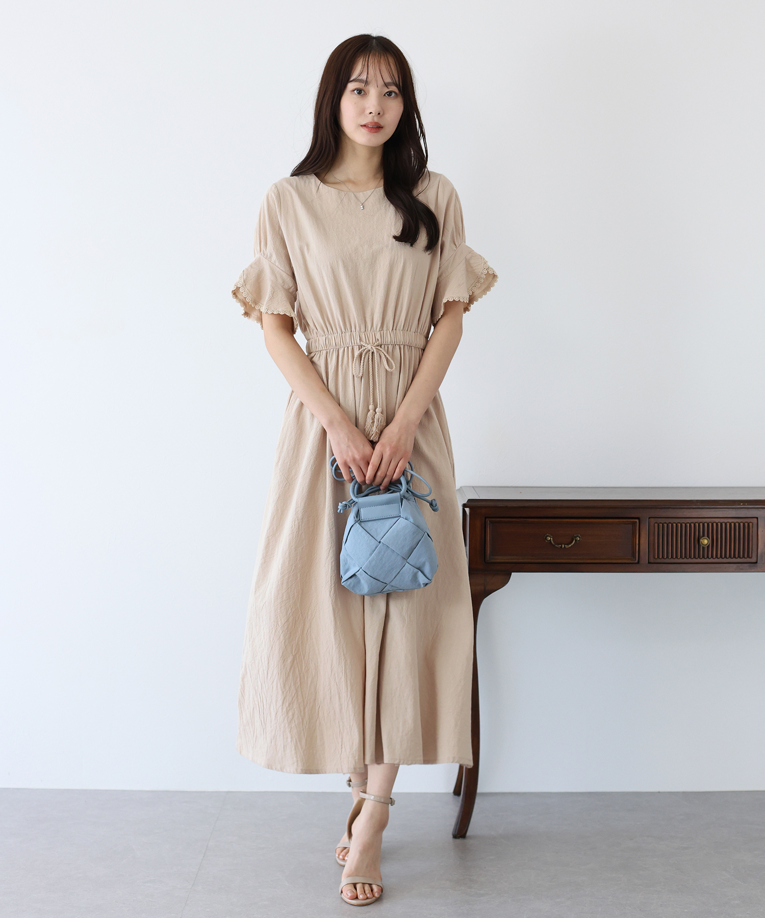 新品 ドロスト ワンピース イエロー ブルー セール 50%OFF】ブルーイースト BLUEEAST ドロストワンピース
