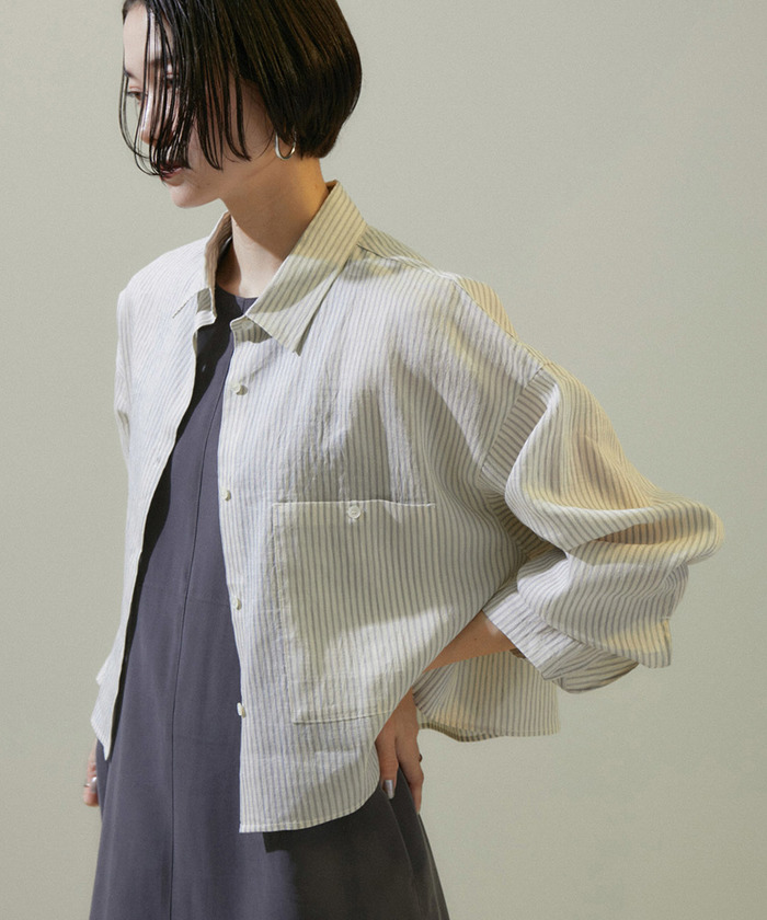 サロンアダムエロペ [24SS]ACAR 麻混クロップドシャツ