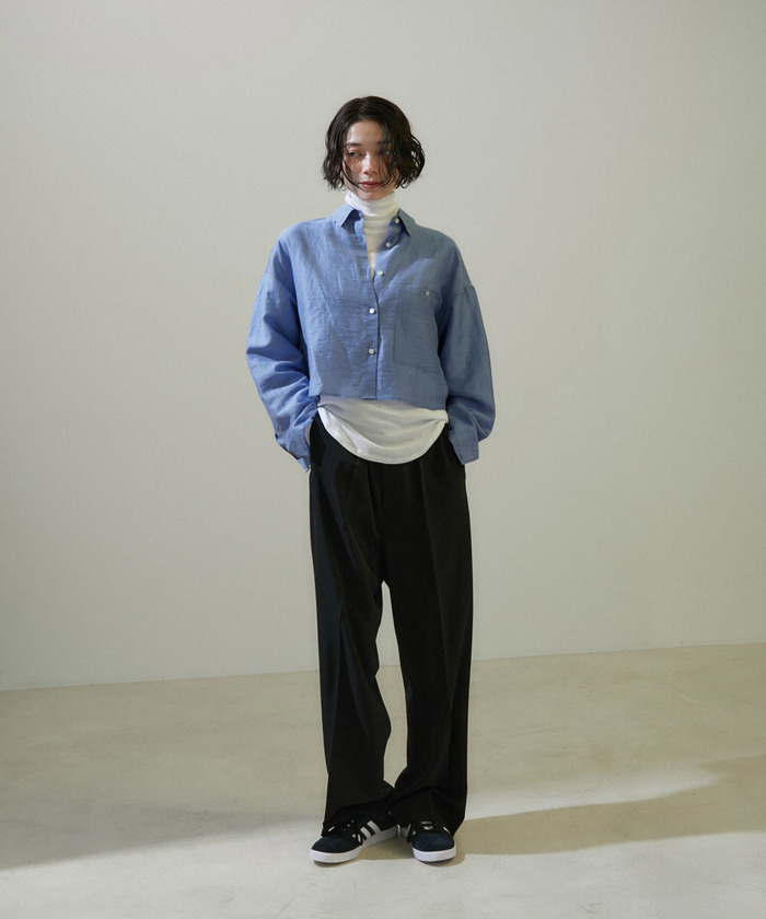 セール 20%OFF】[24SS]ACAR 麻混クロップドシャツ 無地