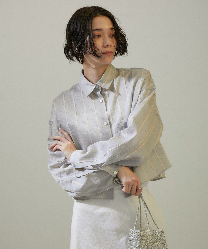 セール 20%OFF】[24SS]ACAR 麻混クロップドシャツ 無地