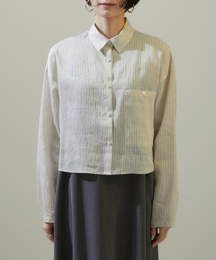 セール 20%OFF】[24SS]ACAR 麻混クロップドシャツ 無地