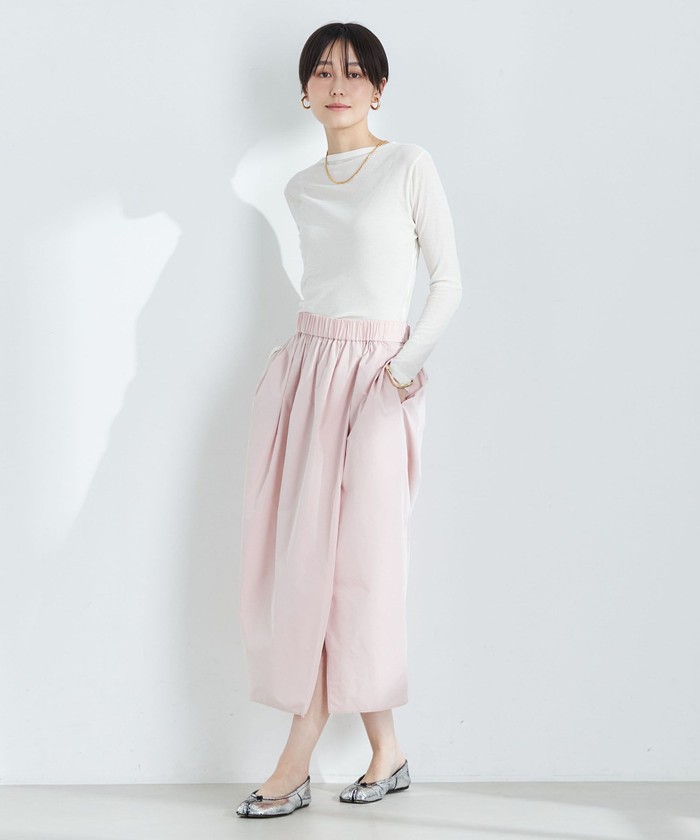 【新品】⭐️NOLLEY'S⭐️ノーリーズ　タフタギャザースカート　ベージュ セール】ウォッシャブルタフタギャザータイトスカート(505823394