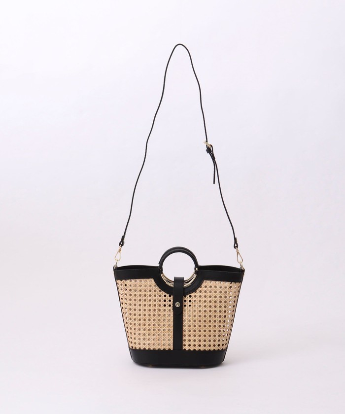 BAGMATI リングハンドルラタンバッグ anuans BAGMATI】リングハンドルラタンバッグ(F BLACK): ファッション