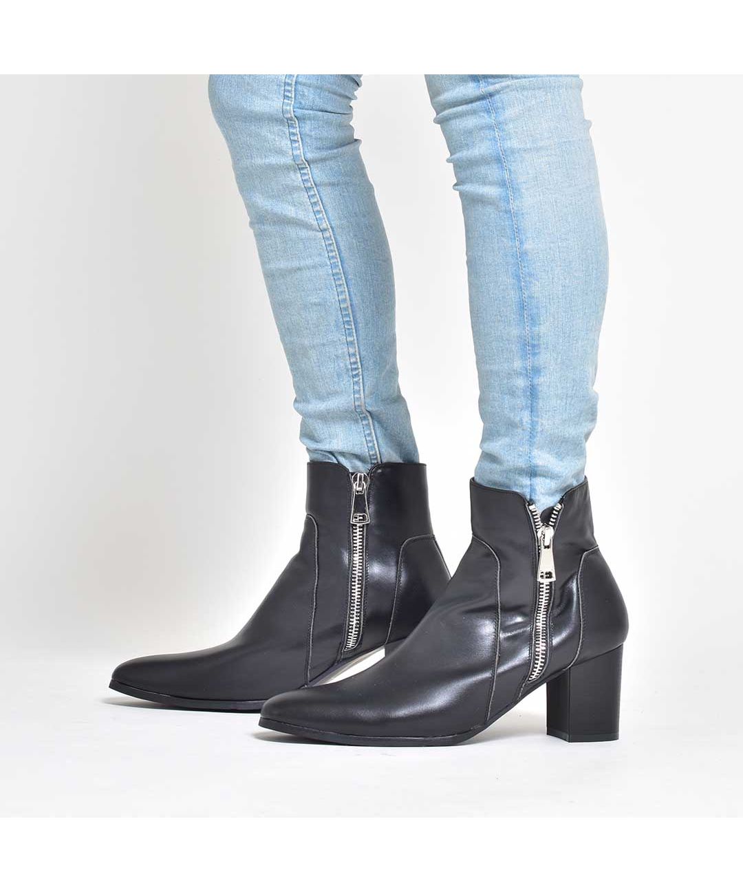 DIESEL ジッパー付きハイヒールブーツ DIESEL ディーゼル PUレザーアンクルブーツ 靴 レディース