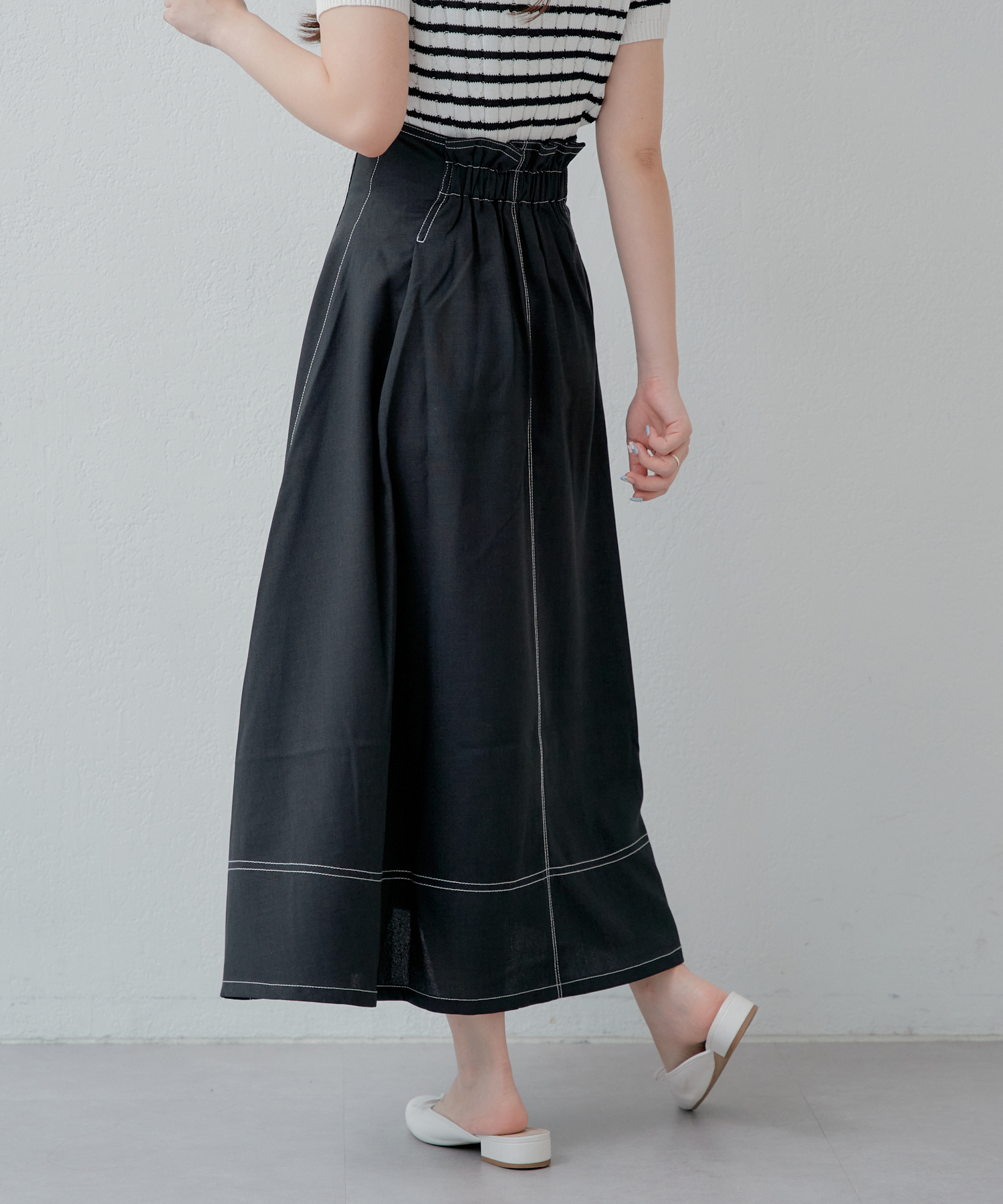 国内発送【DKNY】ケーブルポイントステッチロングスカート ポンチスカート スカート レディース ボトムス ロング 配色・再