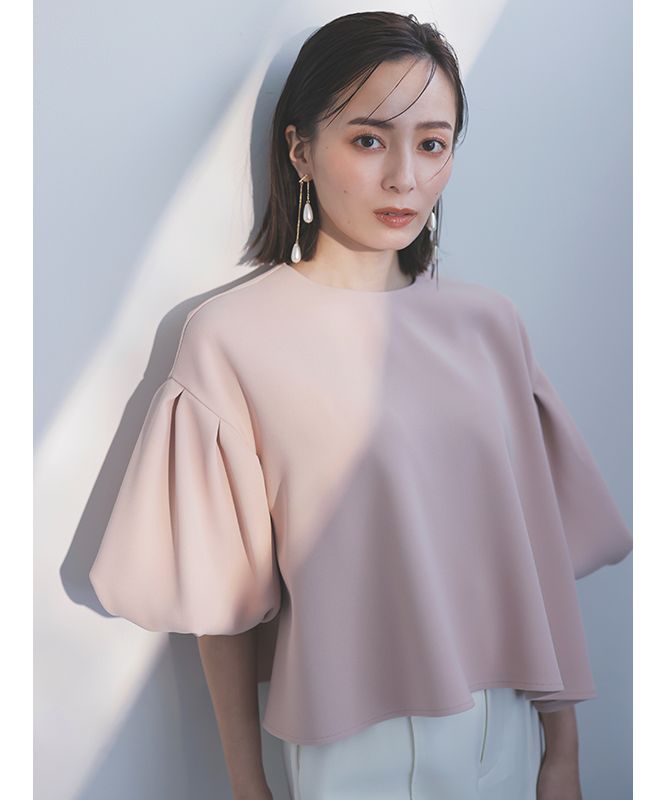 セール 20%OFF】ダブルクロスバルーンスリーブブラウス