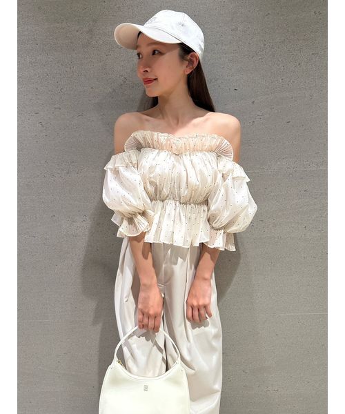 新品 新作 スナイデル Sustainableギャザーオフショルブラウス