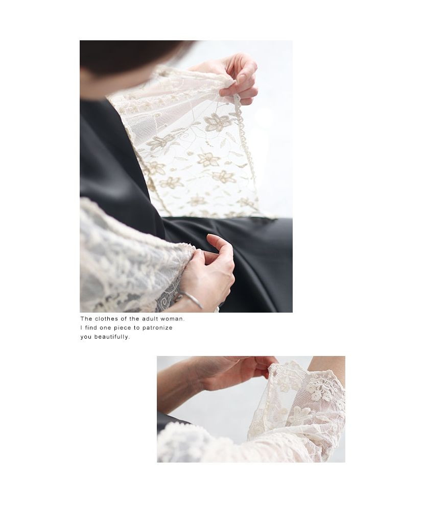 クーポン】レディース 大人 上品 小花刺繍のシアーレース