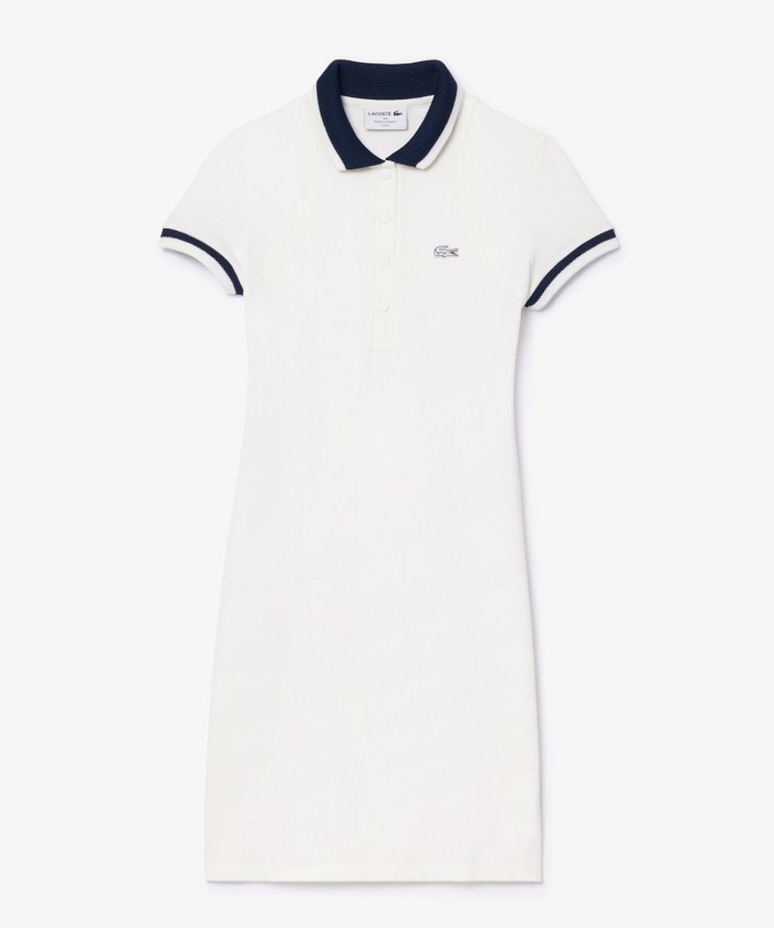 セール】ラコステ LACOSTE ワイドリブニットカラーポロドレス