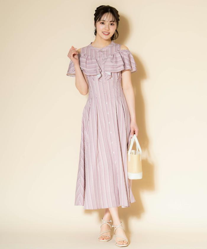 セール 40%OFF】マルチストライプフリルワンピース(506048528