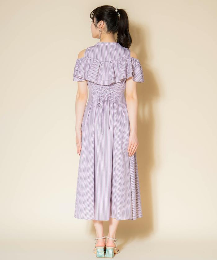 春夏新作 セール 40%OFF】マルチストライプフリルワンピース(506048528 ワンピース