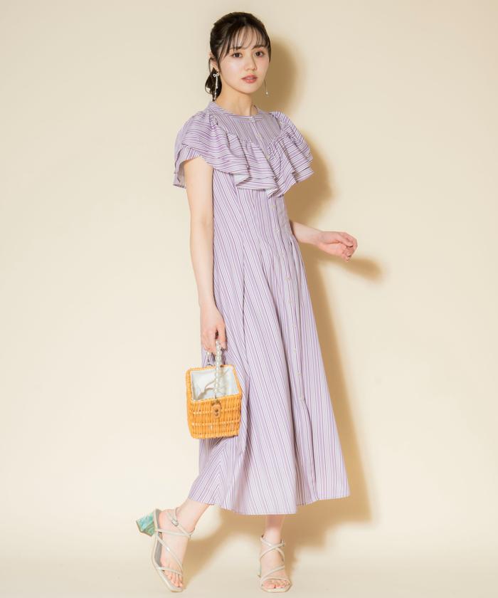 セール 40%OFF】マルチストライプフリルワンピース(506048528