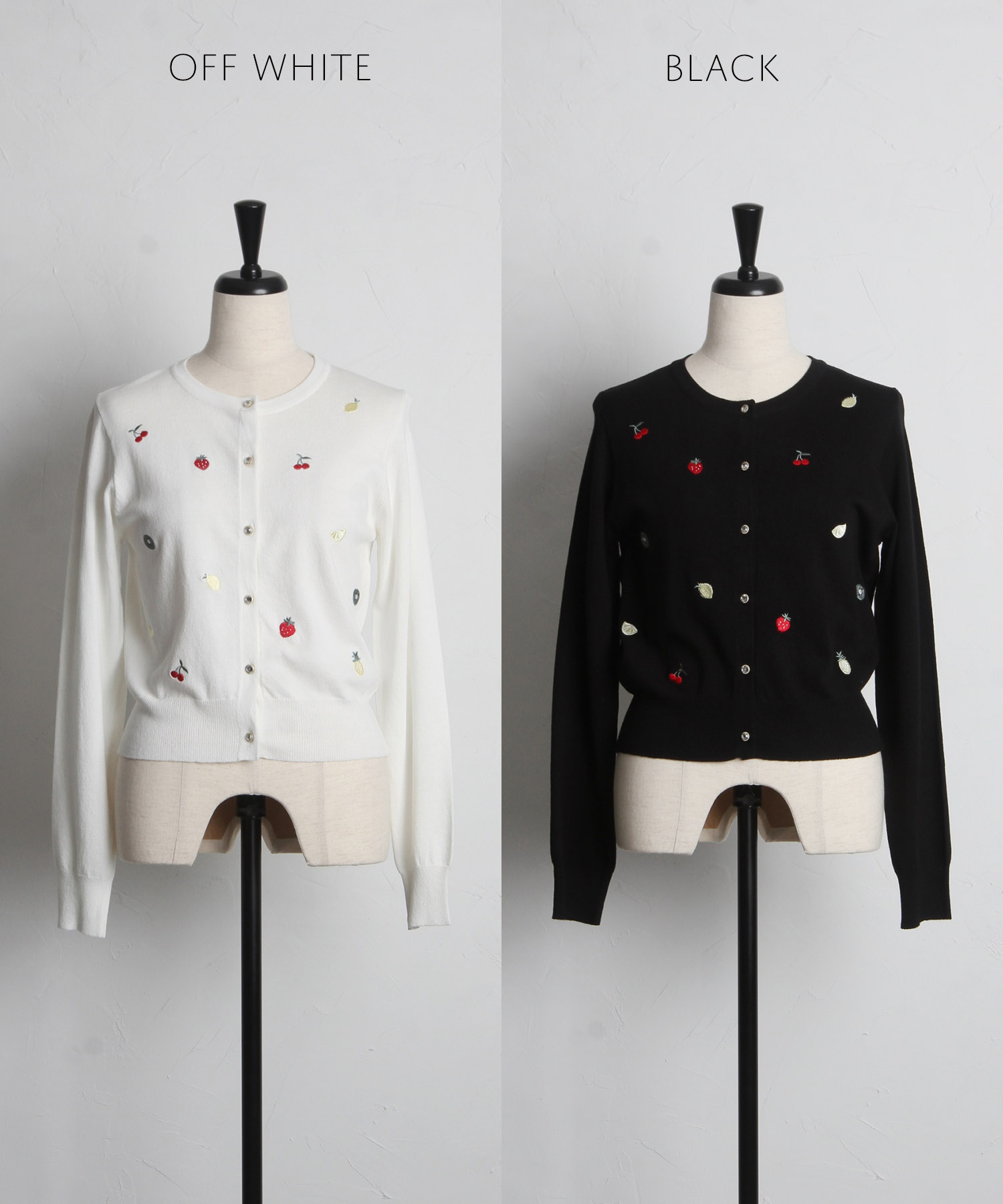 UVカット加工フルーツ刺繍入りカーディガン(506033594