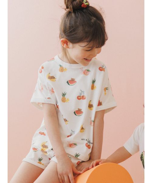 ジェラートピケ BABYフルーツアニマルワンポイントT   ショートパンツ　70 ジェラートピケ 接触冷感 フルーツアニマルワンポイントTシャツ