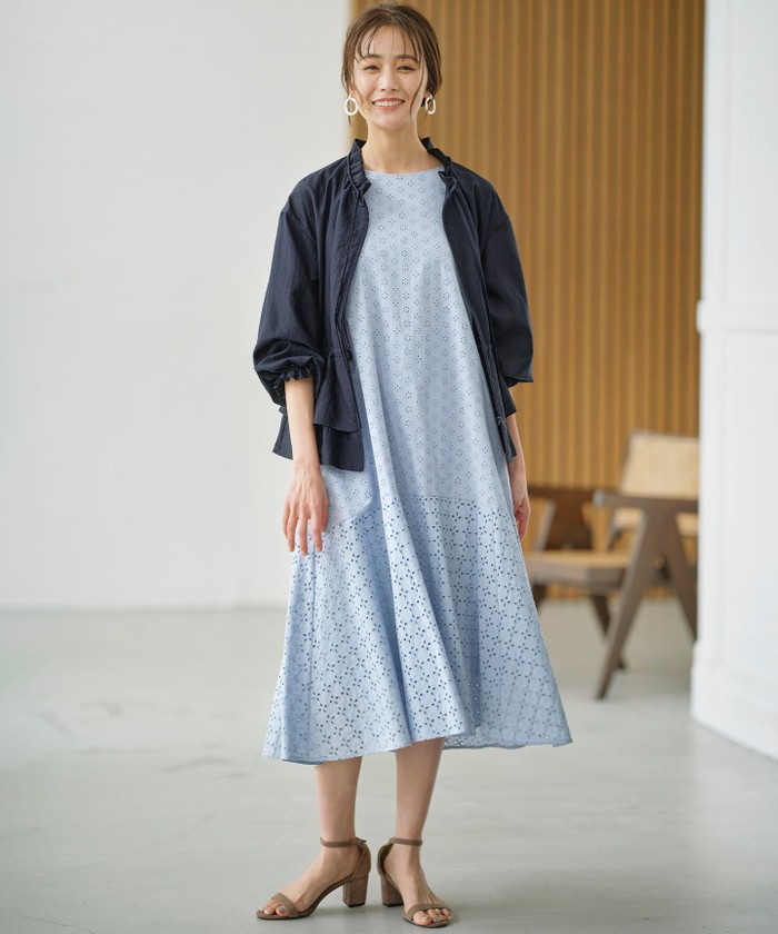 WEB限定】エンブロイダリーレース ノースリーブワンピース
