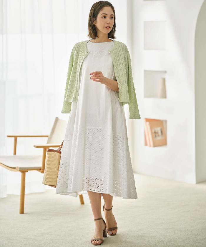 【PHASE EIGHT】レディな透け感♪ノースリーブワンピース WEB限定】エンブロイダリーレース ノースリーブワンピース