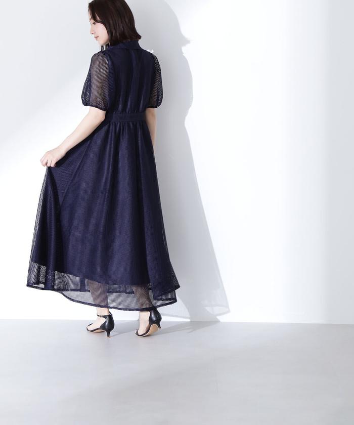 超極美品✨24SS✨ナチュラルビューティーベーシック✨メッシュシャツワンピースM セール 10%OFF】メッシュシャツワンピース(505916966