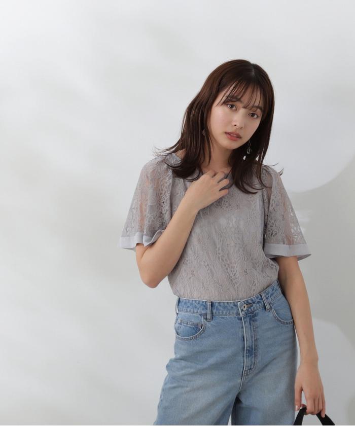 【プロポーション】シアー素材　PROPORTION 透け感　レースブラウス 楽天市場】【SALE／30%OFF】クラシカルレースブラウス