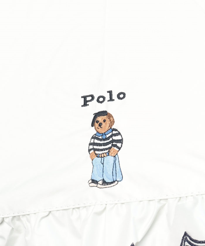 WEB限定】日傘 ワンポイントポロベア刺繍×フリル 1級遮光 長傘 WEB限定】日傘 ワンポイントポロベア刺繍×フリル 1級遮光 長傘