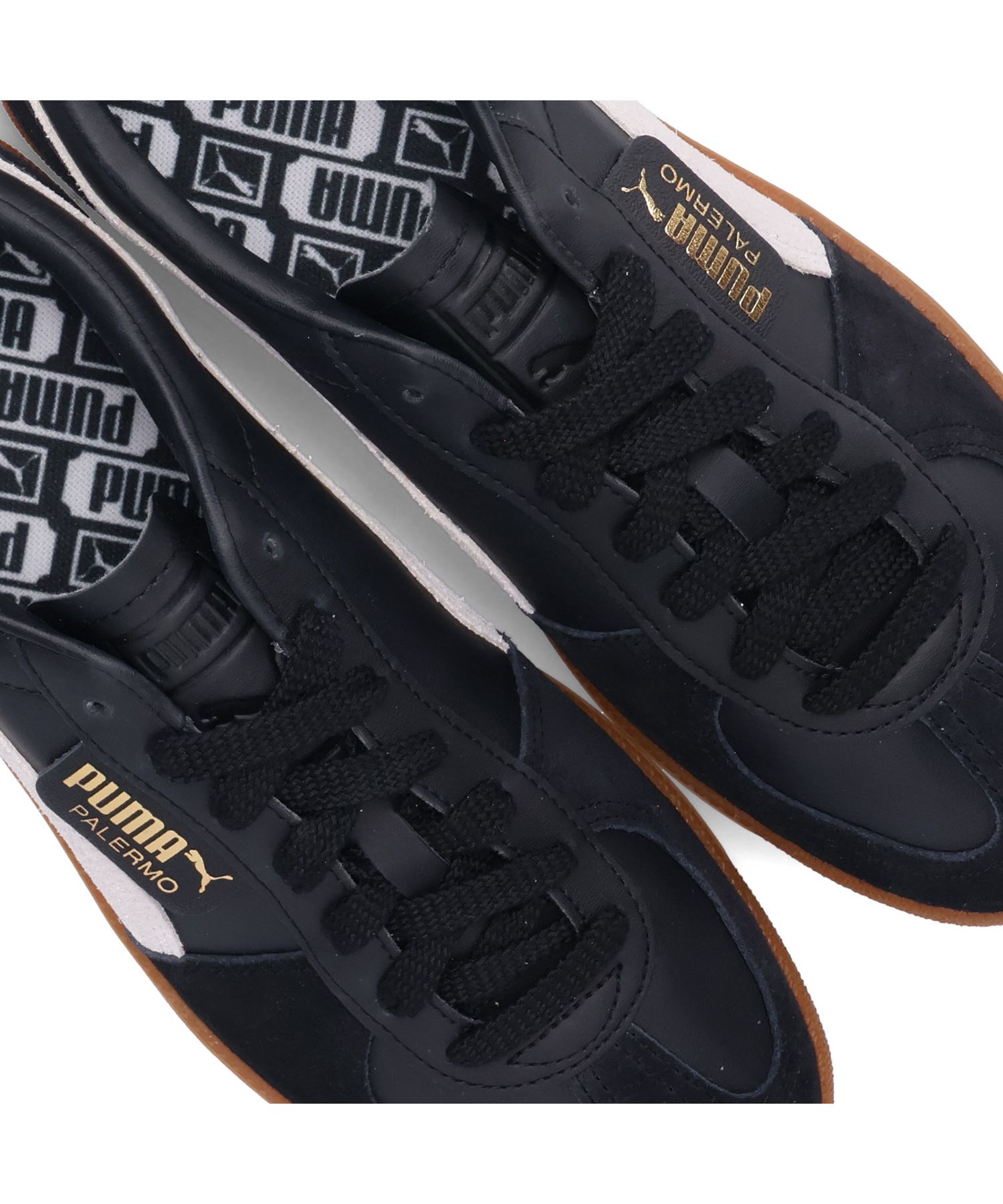 PUMA プーマ ロングブーツ 本革 ヘリンボーン生地 黒 グレー 23