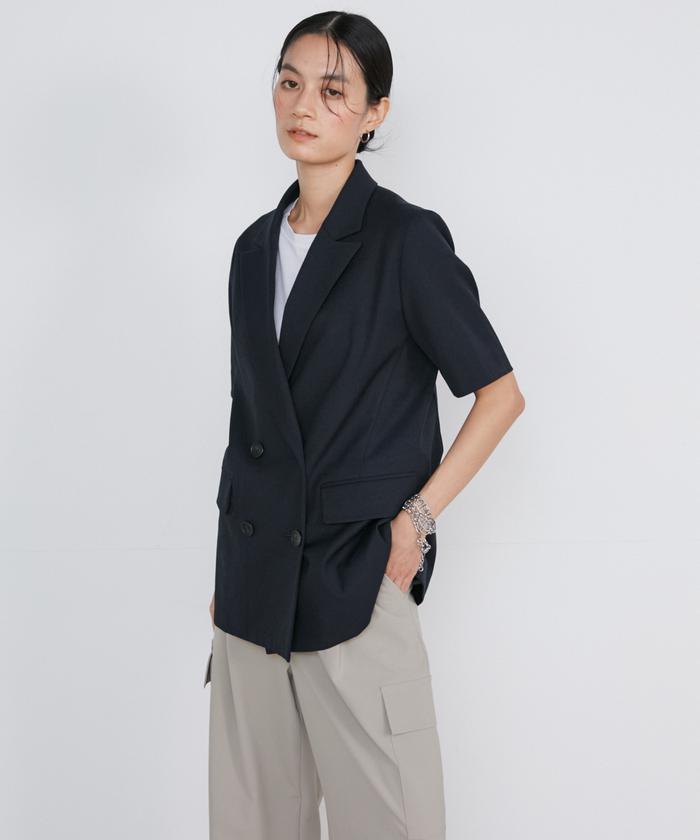 INED 綿麻オックス半袖ジャケット