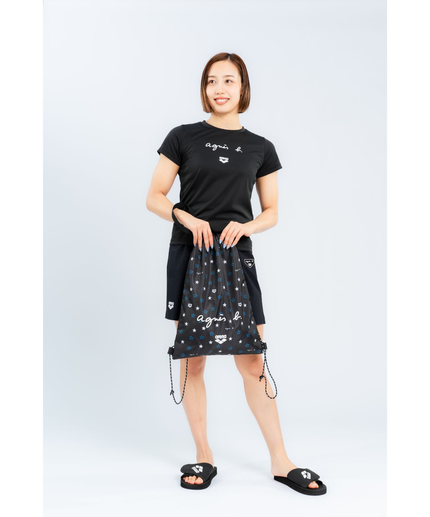 アニエスベーファム JBB9 ケープ ブラック ユニセックス　超美品　フリー アニエスベーファム JBB9 ケープ ブラック ユニセックス 超美品