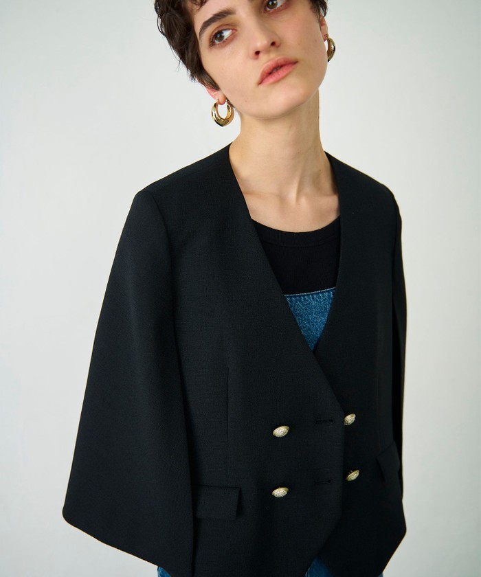 極美品✨24ssグレースコンチネンタル　ケープスリーブジャケット　黒　M 完売品 trim_ofgrc_item72465e4a011111e