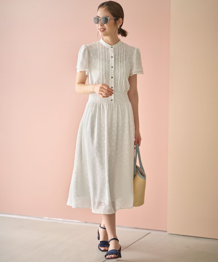 組曲　フラワーポイント刺繍　シフォン ワンピース　アイボリー　Sサイズ セール 30%OFF】【WEB限定】フラワーポイントシフォン
