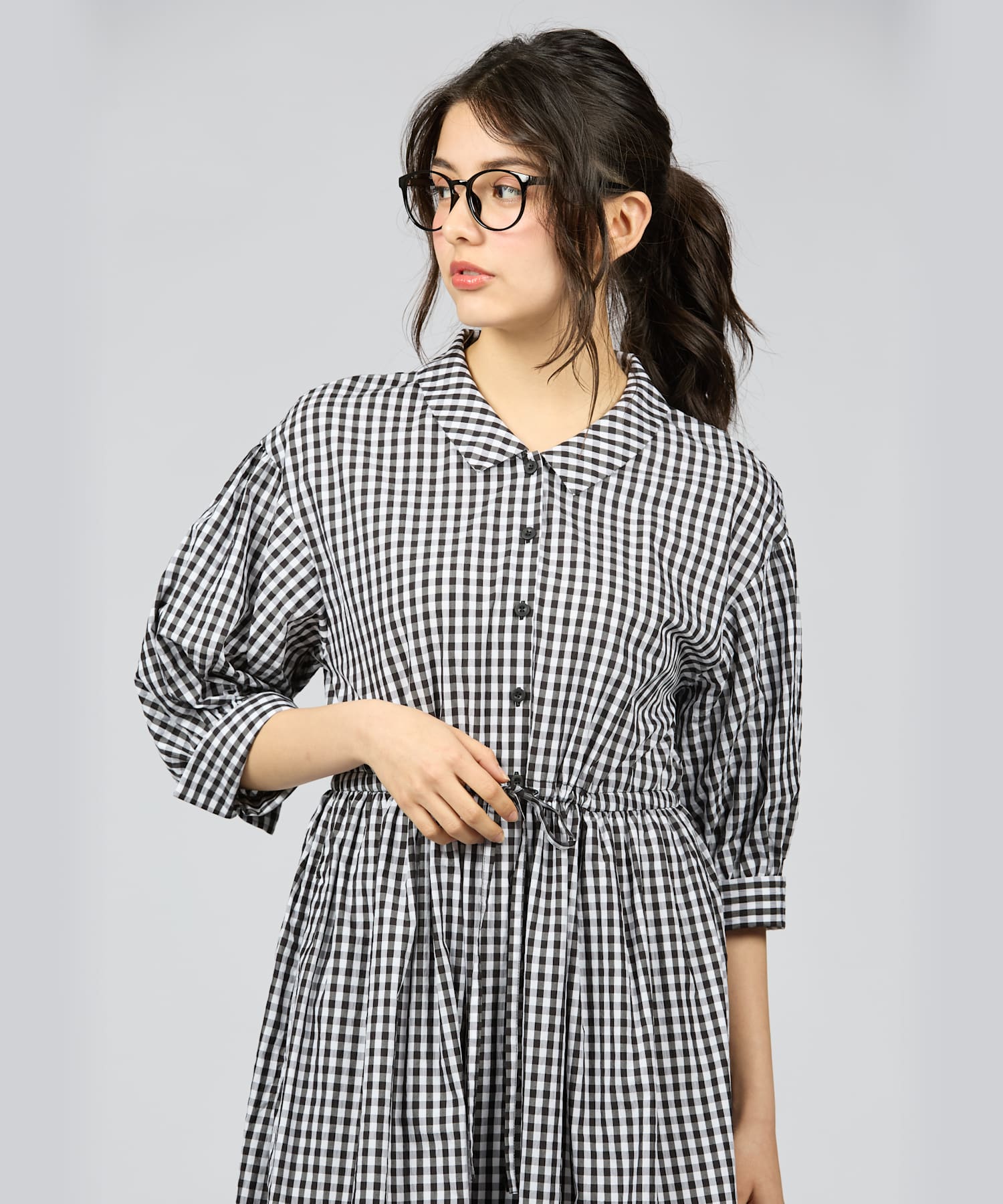 セール】【Outlet】WV73 ROBE ギンガムリップルチェック セール】【Outlet】WV73 ROBE ギンガムリップルチェック