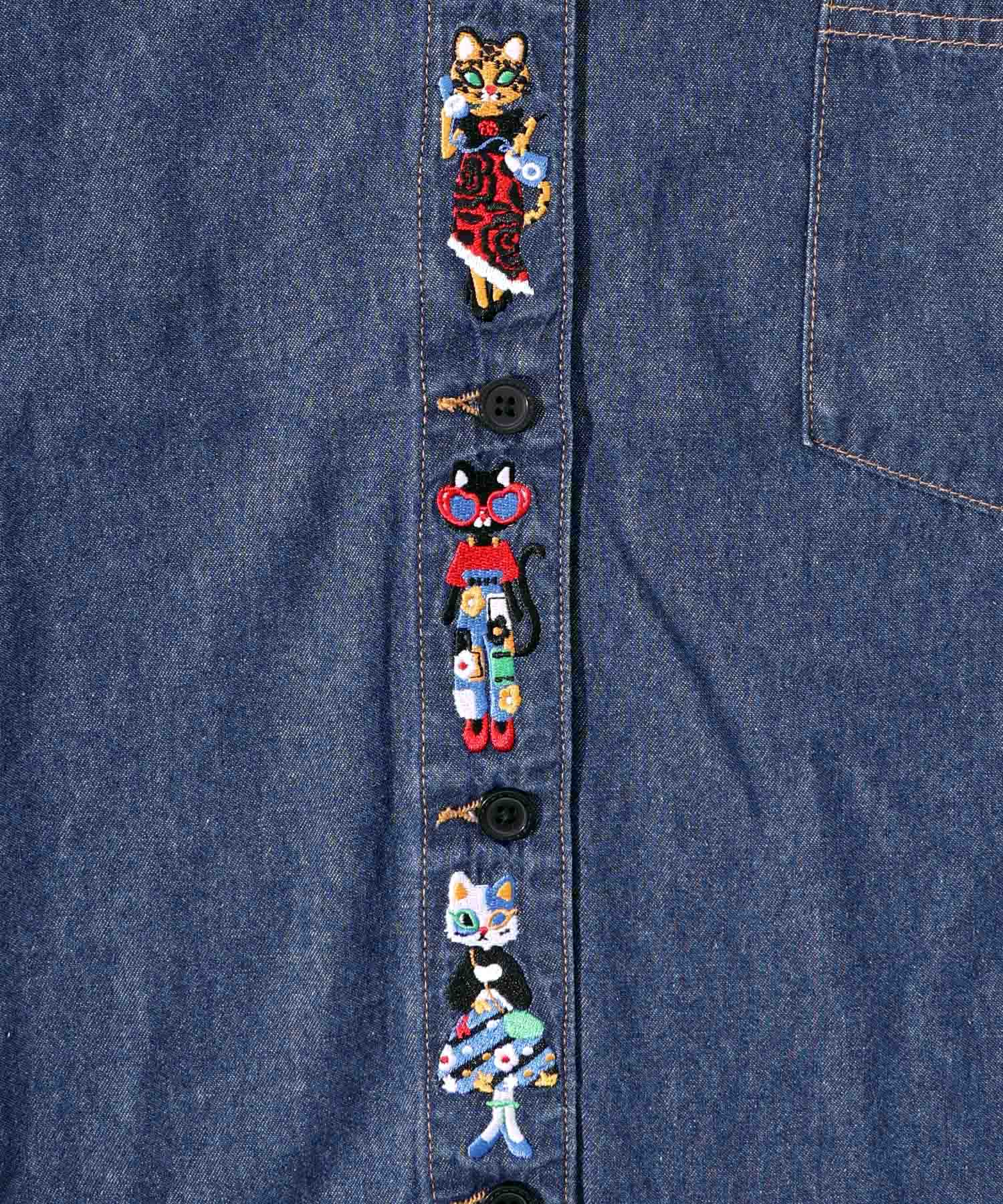新品タグ付★スカラーscolar★オシャレネコ刺繍Gジャン★デニムジャケット 新品タグ付☆スカラーscolar☆オシャレネコ刺繍Gジャン☆デニム