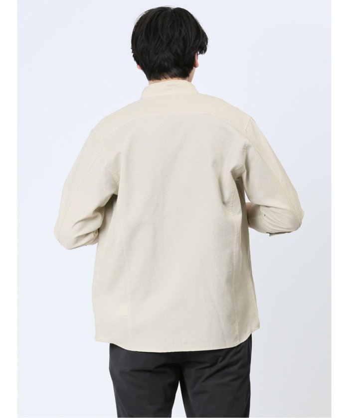 セール】TechLinen スタンドカラー 7分袖シャツ メンズ シャツ