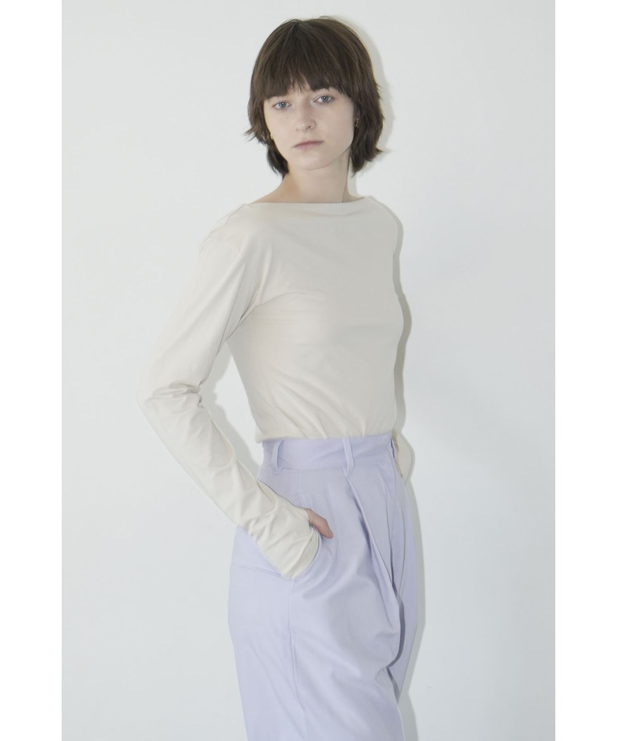 CLANE ARRANGE BOAT NECK TOPS BEIGE | FLICKA ASHIYA