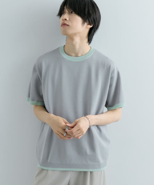 れんこん様 2点おまとめ 美品 アーバンリサーチ Tシャツ セール】『洗濯可』リブハイショクラインニットTシャツ(5分袖
