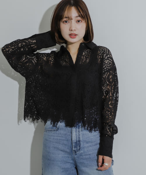 SENSE OF PLACE by URBAN RESEARCH / センスオブプレイス バイ アーバンリサーチ レースクロップドシャツ(半袖) セール 34%OFF】レースクロップドシャツ(506058919) | センス