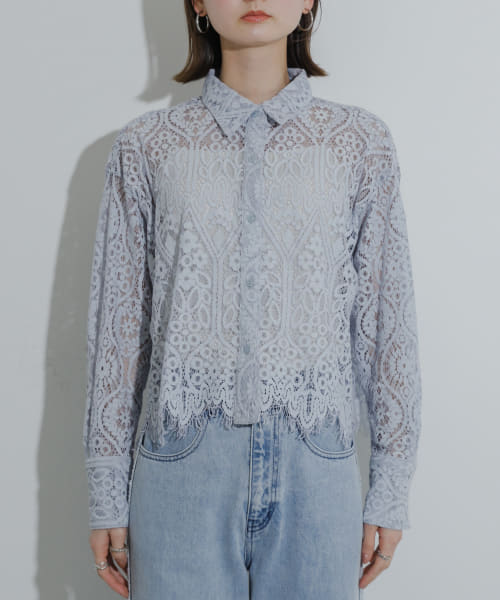 SENSE OF PLACE by URBAN RESEARCH / センスオブプレイス バイ アーバンリサーチ レースクロップドシャツ(半袖) セール 34%OFF】レースクロップドシャツ(506058919) | センス