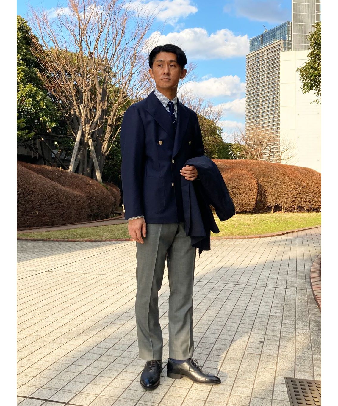 極美品★マッキントッシュロンドン　チェスターコート　ペンチェック　ネイビー L】【FYVIE/フィビー】リーバースチェックウールコート(コート