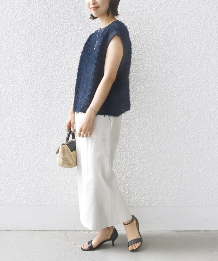 シアーフリンジフレンチスリーブブラウス セール 30%OFF】〈手洗い可能〉シアー フリンジ フレンチ