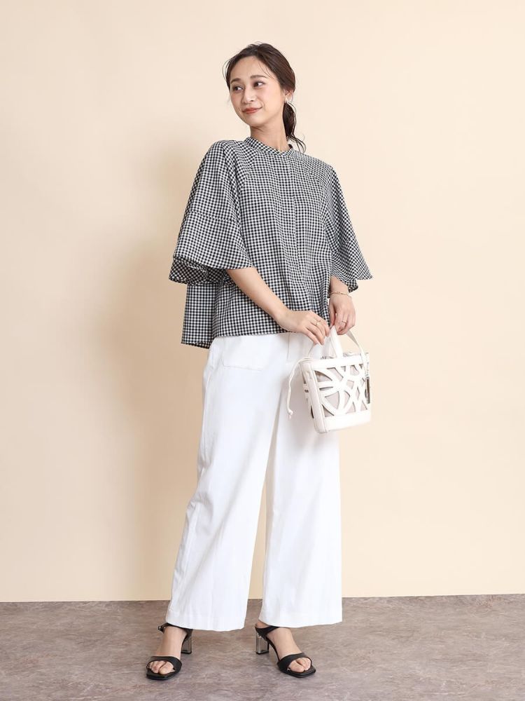 セール 38%OFF】フェンネル FENNEL フレアスリーブギンガム
