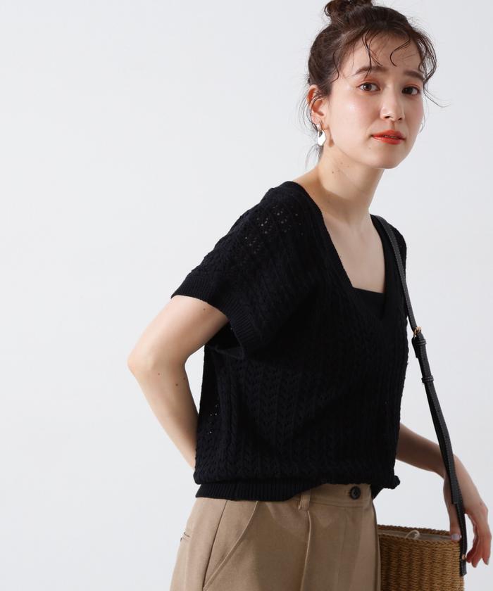 N.Natural beauty basic - ビスチェニット　チャコールグレイ ナチュラルビューティーベーシック NATURAL BEAUTY BASIC