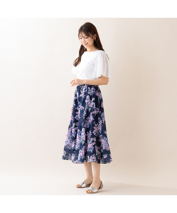 ローズティアラ スカート セール 50%OFF】シャドーチェックフラワースカート(506060579