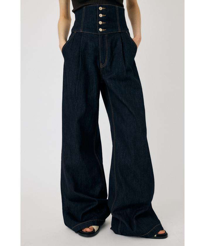 【大人気】moussy コルセットデザイン デニム 2（L） CORSET DESIGN BAGGY(506061868) | マウジー(moussy) - d fashion